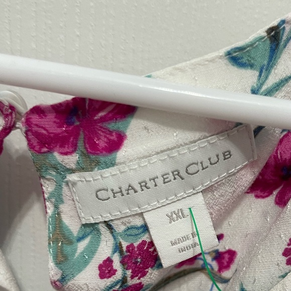 Charter Club Floral Ruffle Blouse in Pink and White - Picture 5 of 12